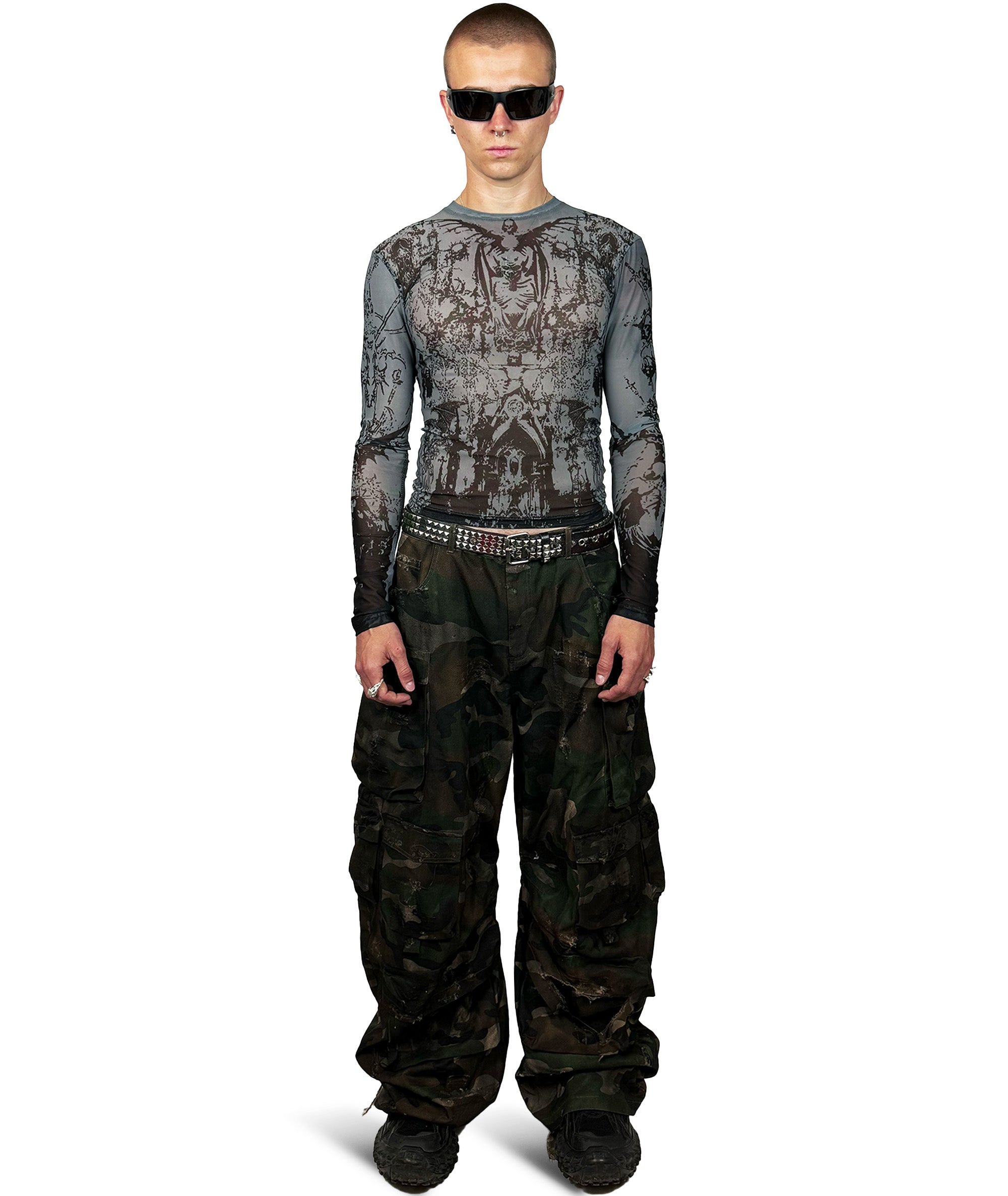 motor oil oversized camo pants r+
