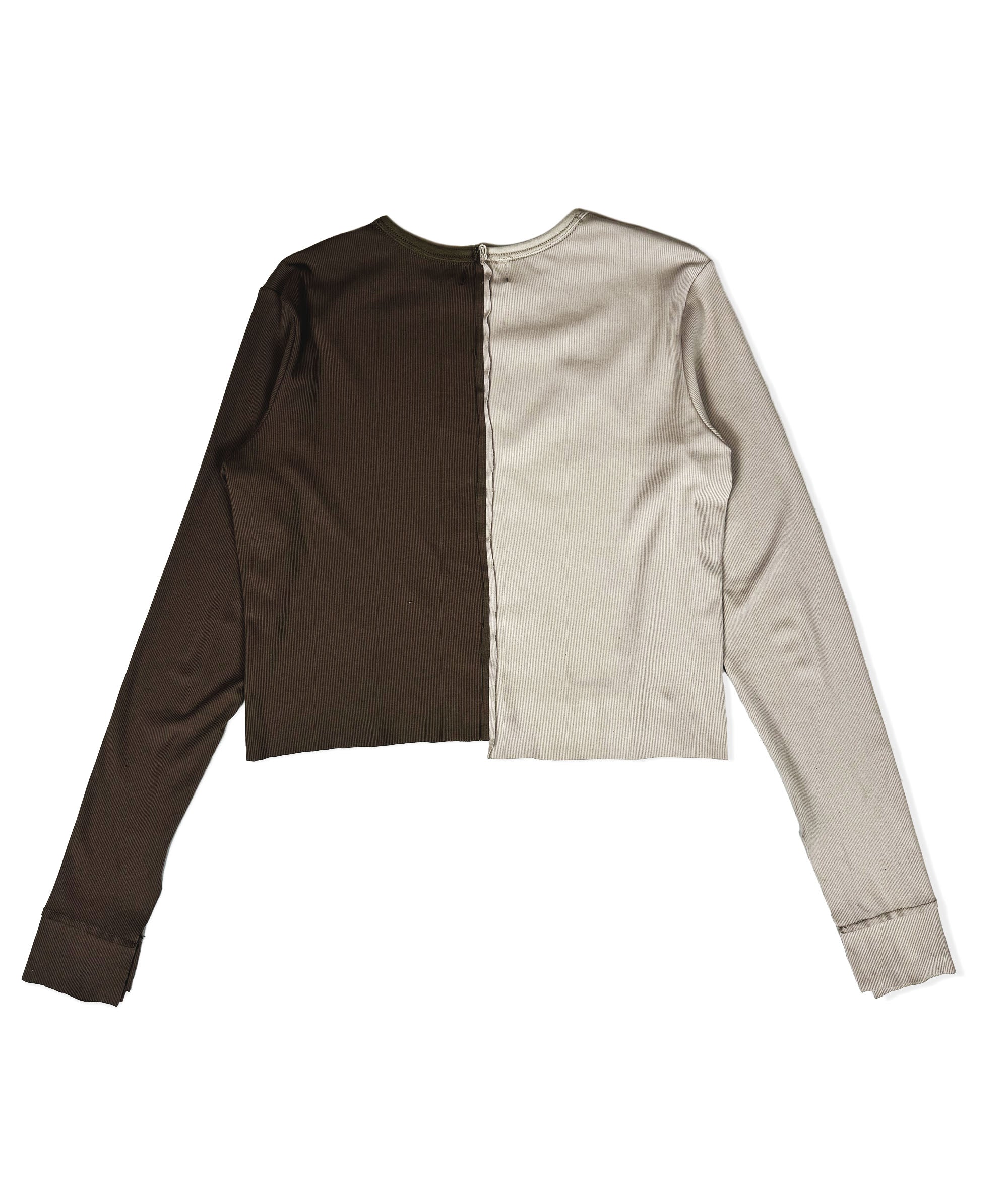 cropped longslevee in beige and brown