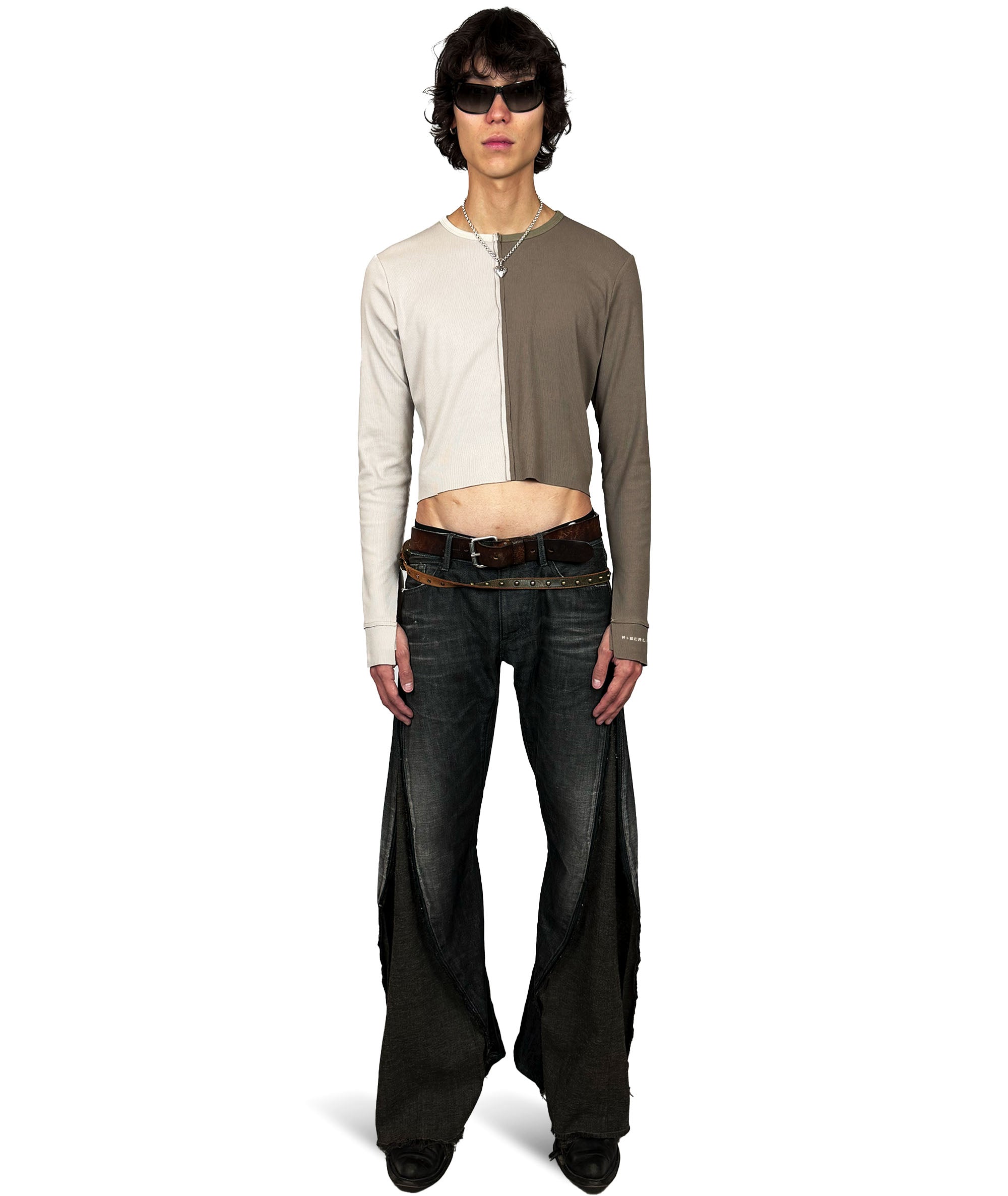 cropped longslevee with two colors