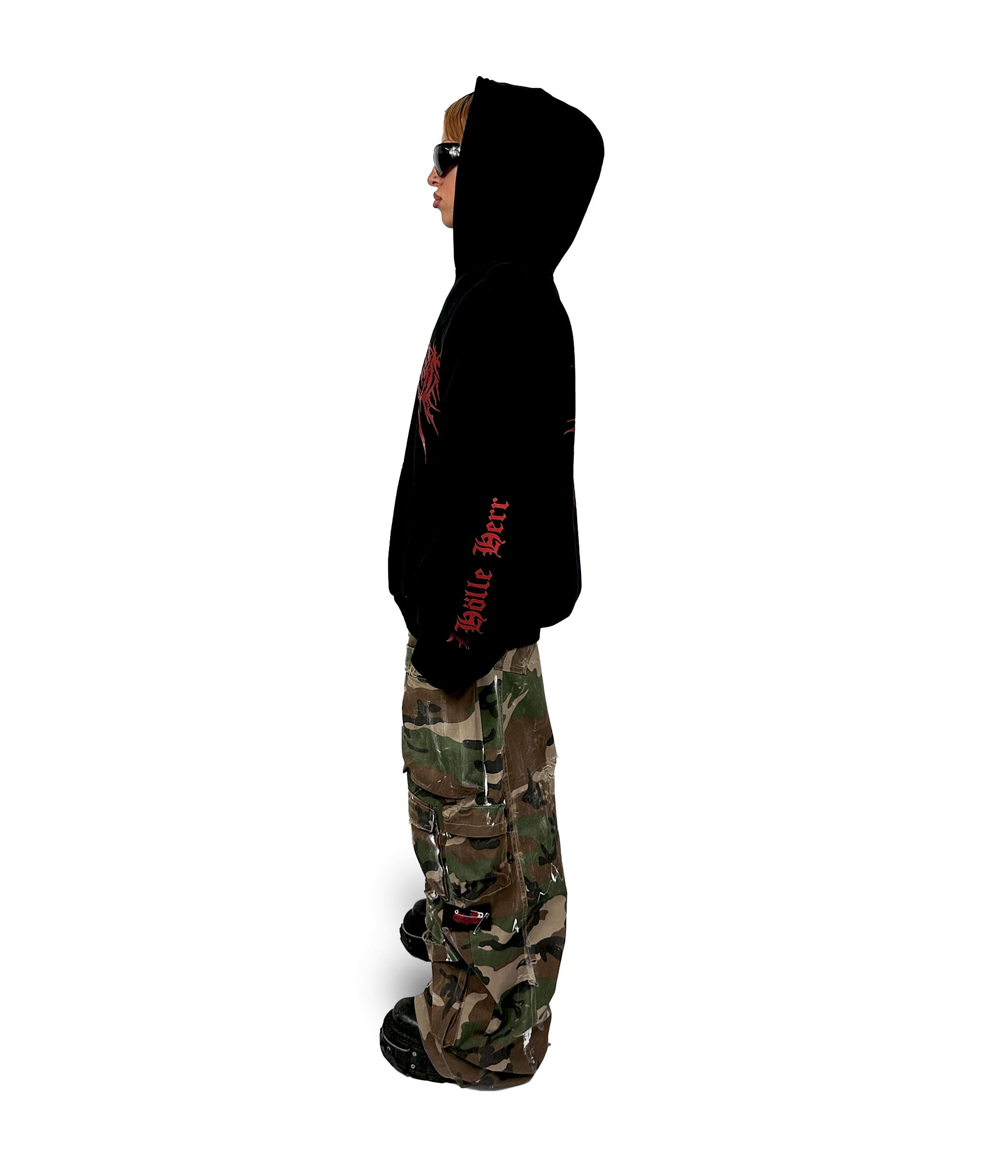 me(n)tal hoodie black red - ravemore berlin r+