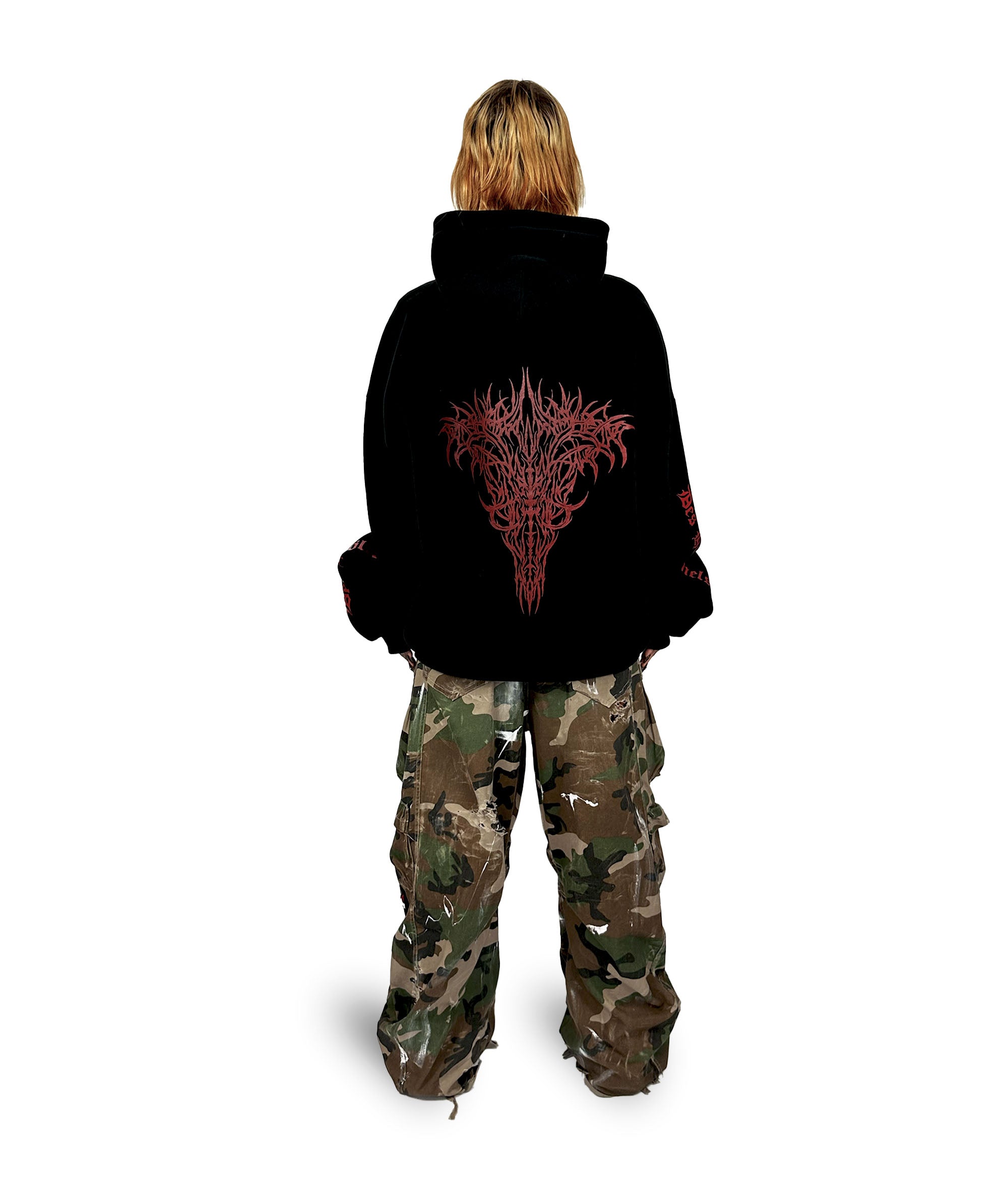 me(n)tal hoodie black red - ravemore berlin r+