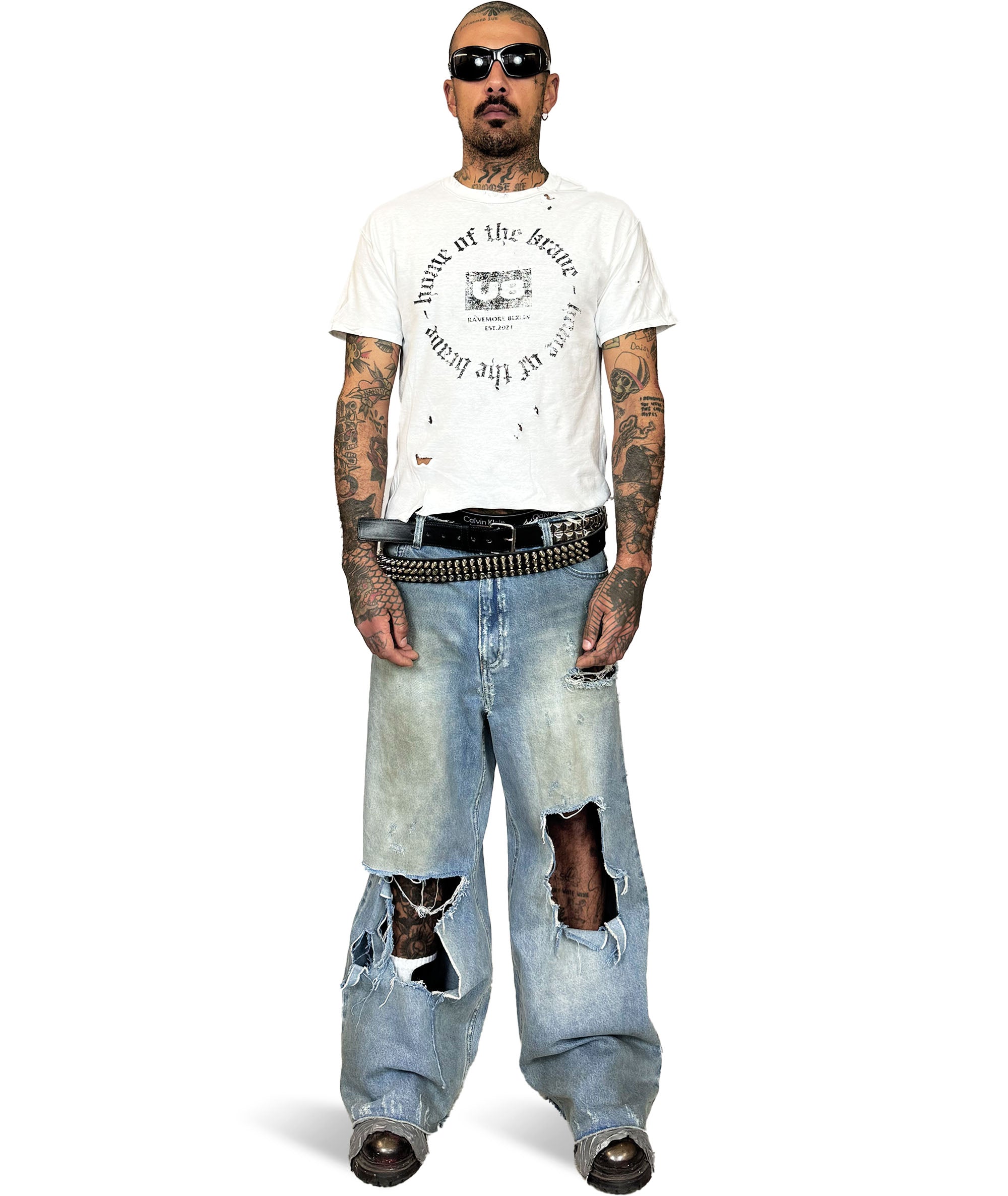white distressed viperbite t-shirt ravemore