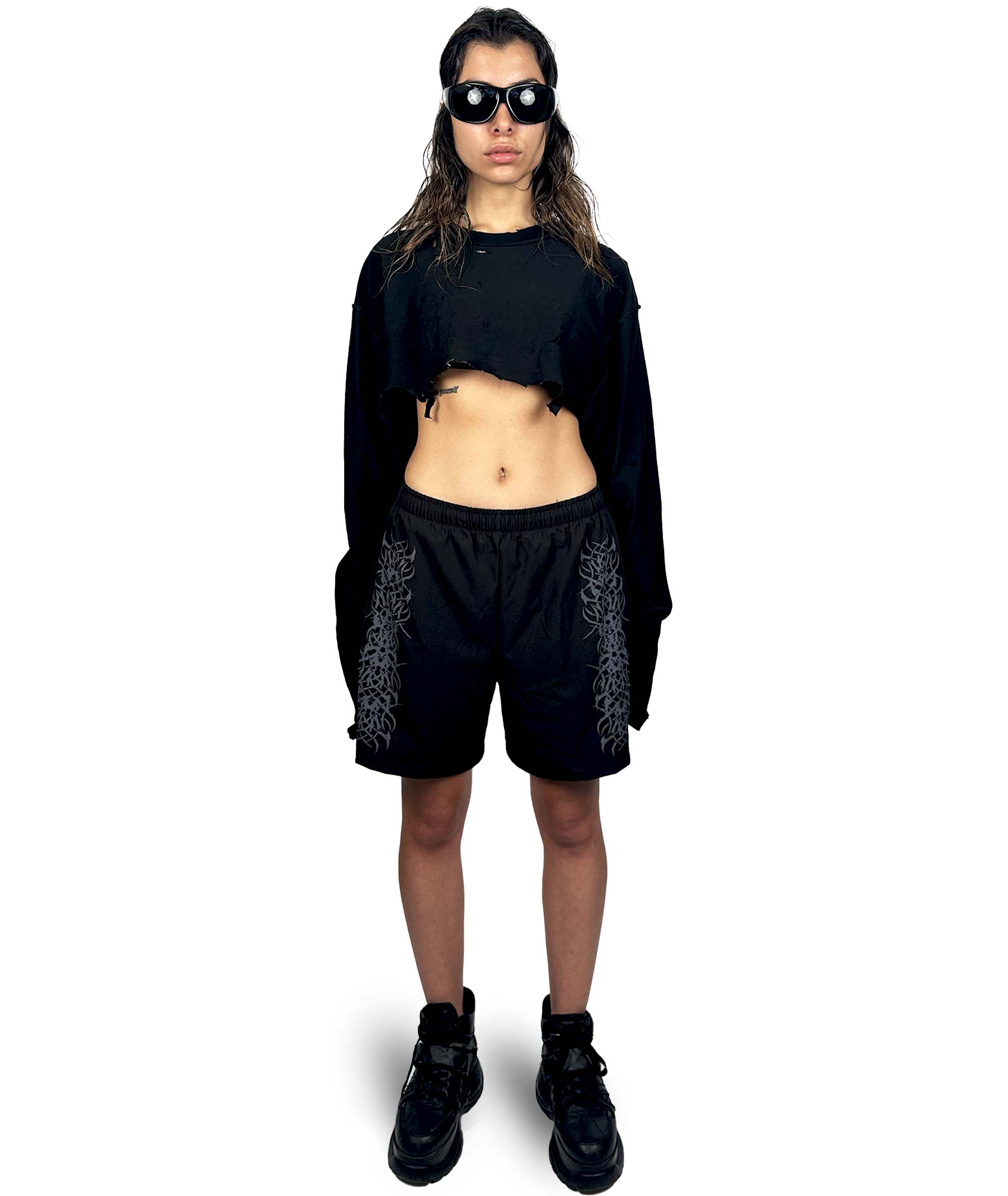 R+ BLACK TRIBAL SHORTS