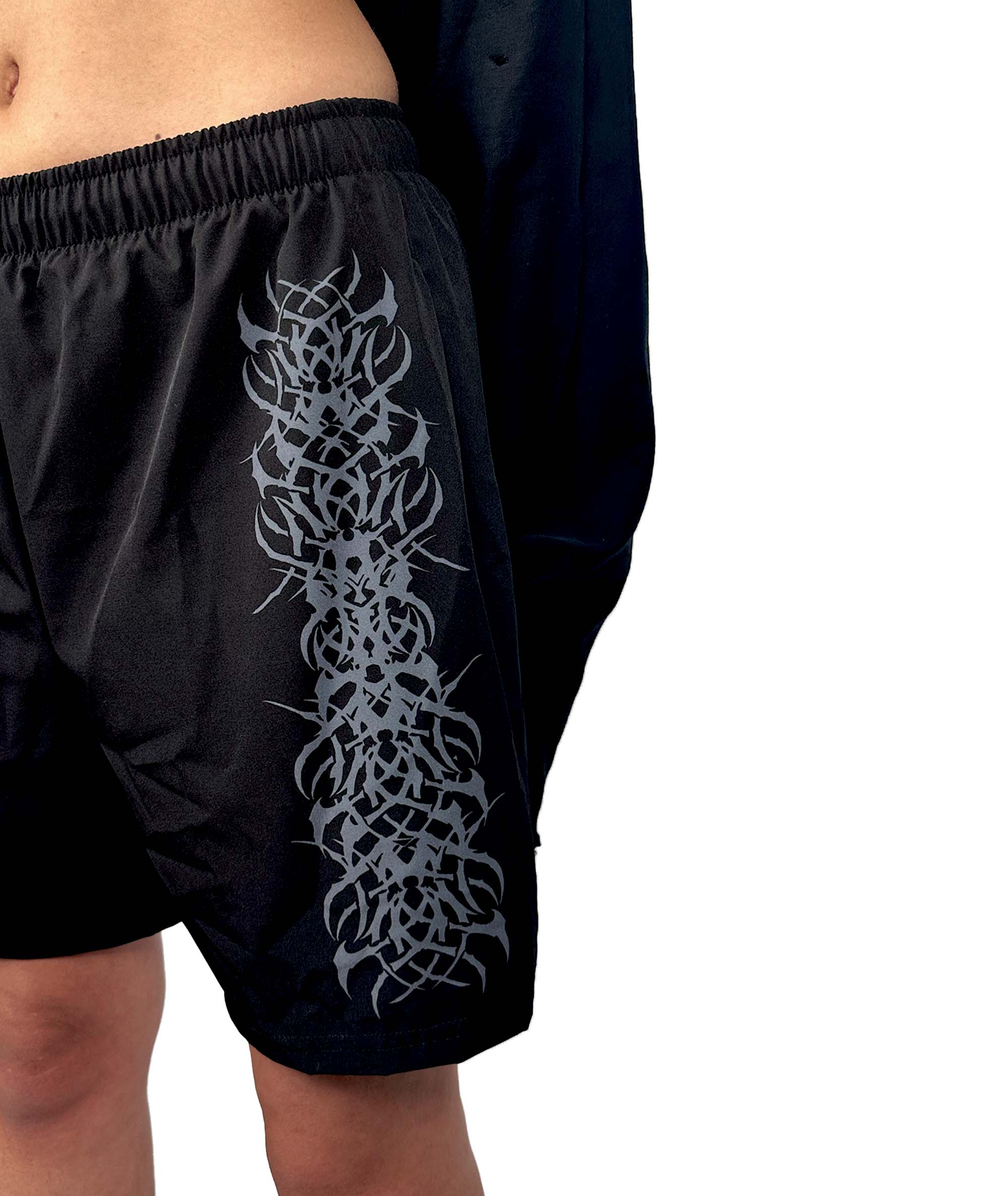BLACK TRIBAL SHORTS