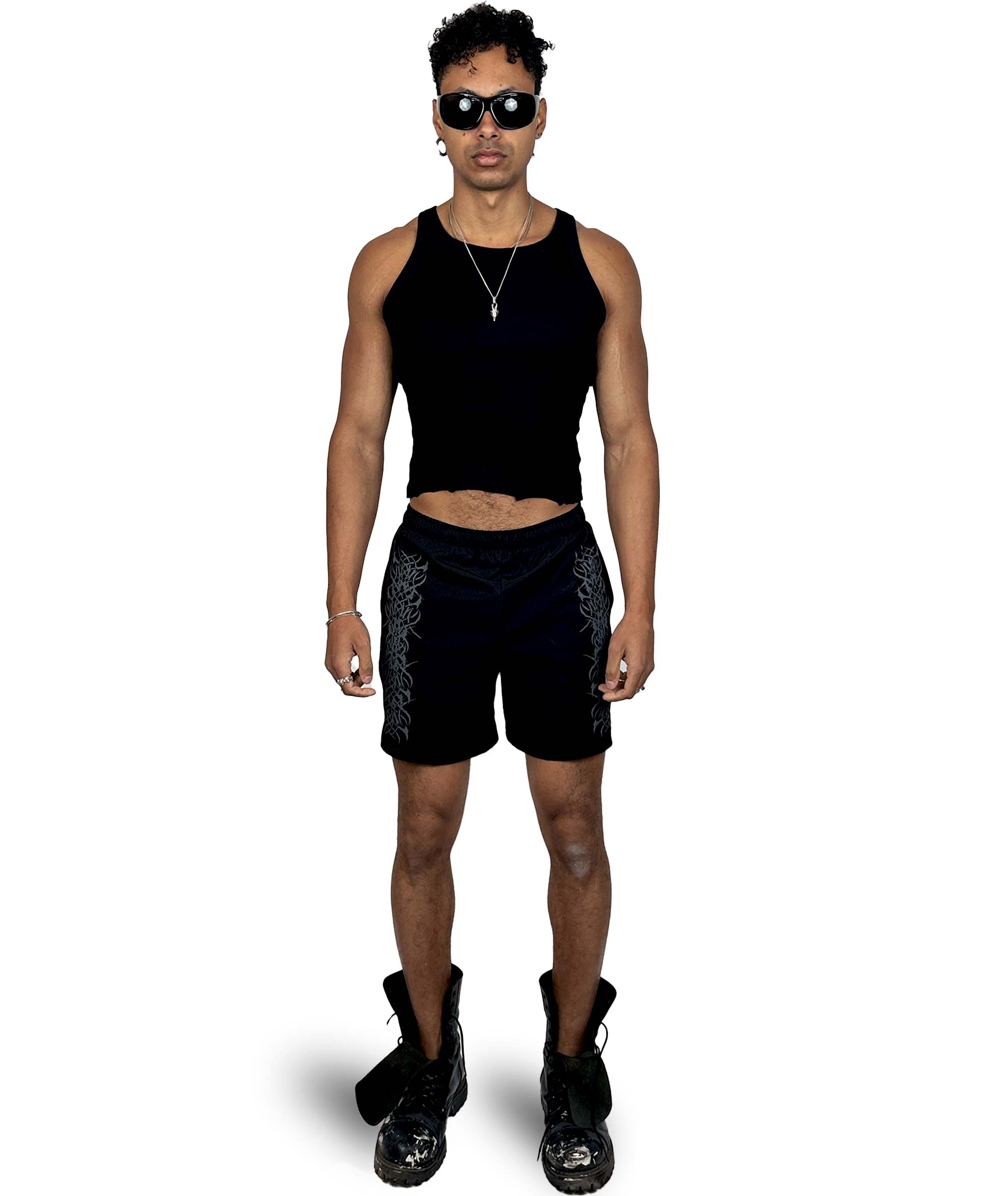 RAVEMORE GREY TRIBAL SHORTS V 2.0