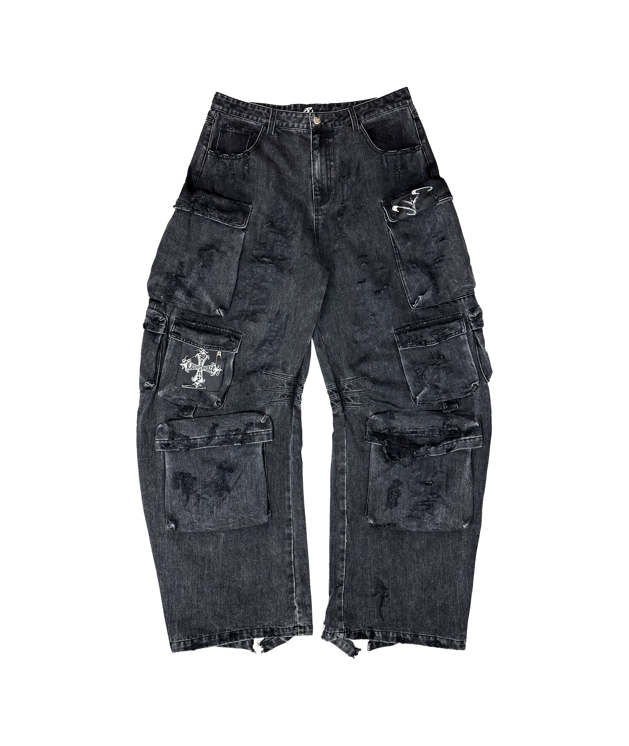 Black Cargo Biker Pants Ravemore