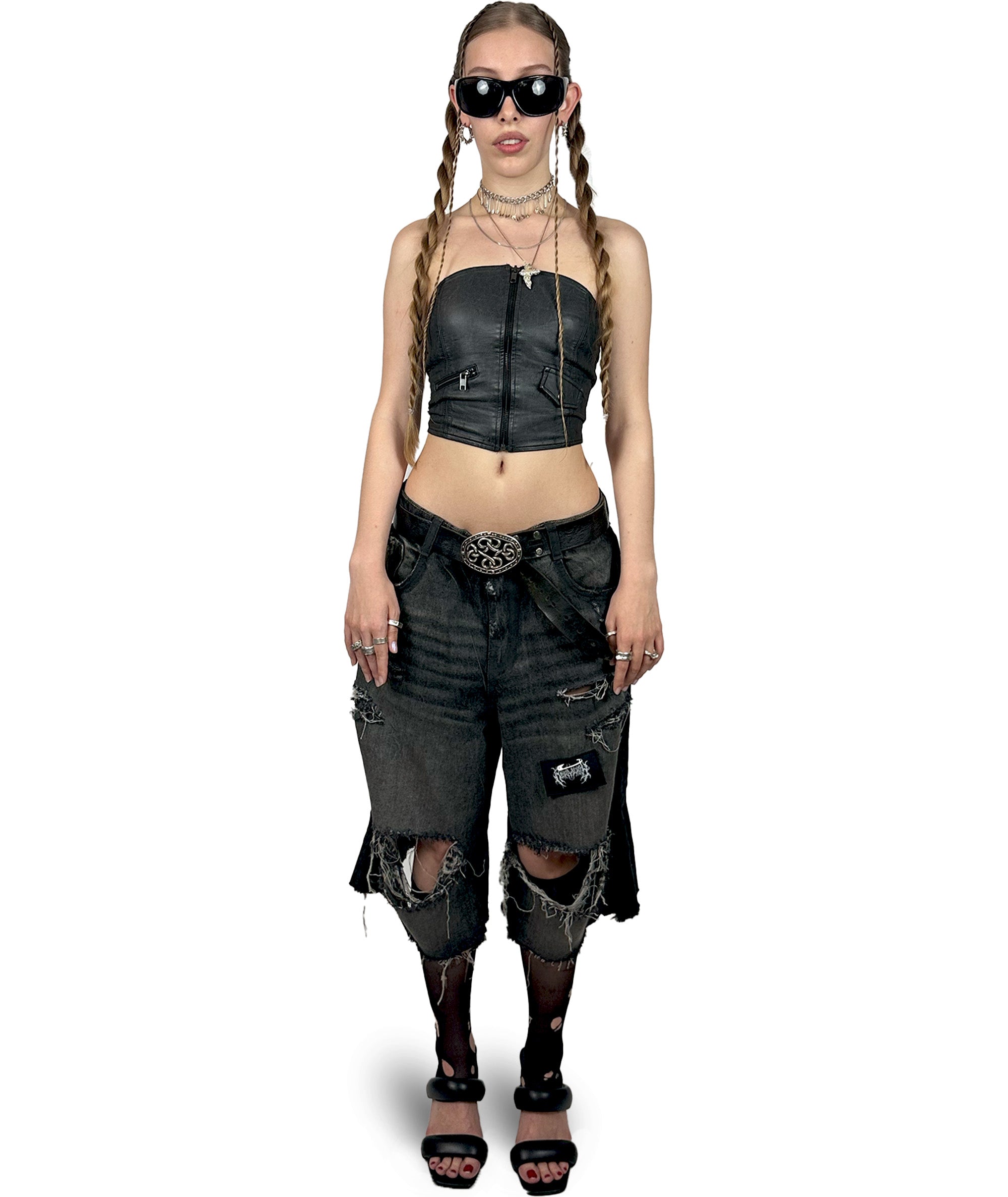 BLACK DENIM SHORTS R+ BERLIN