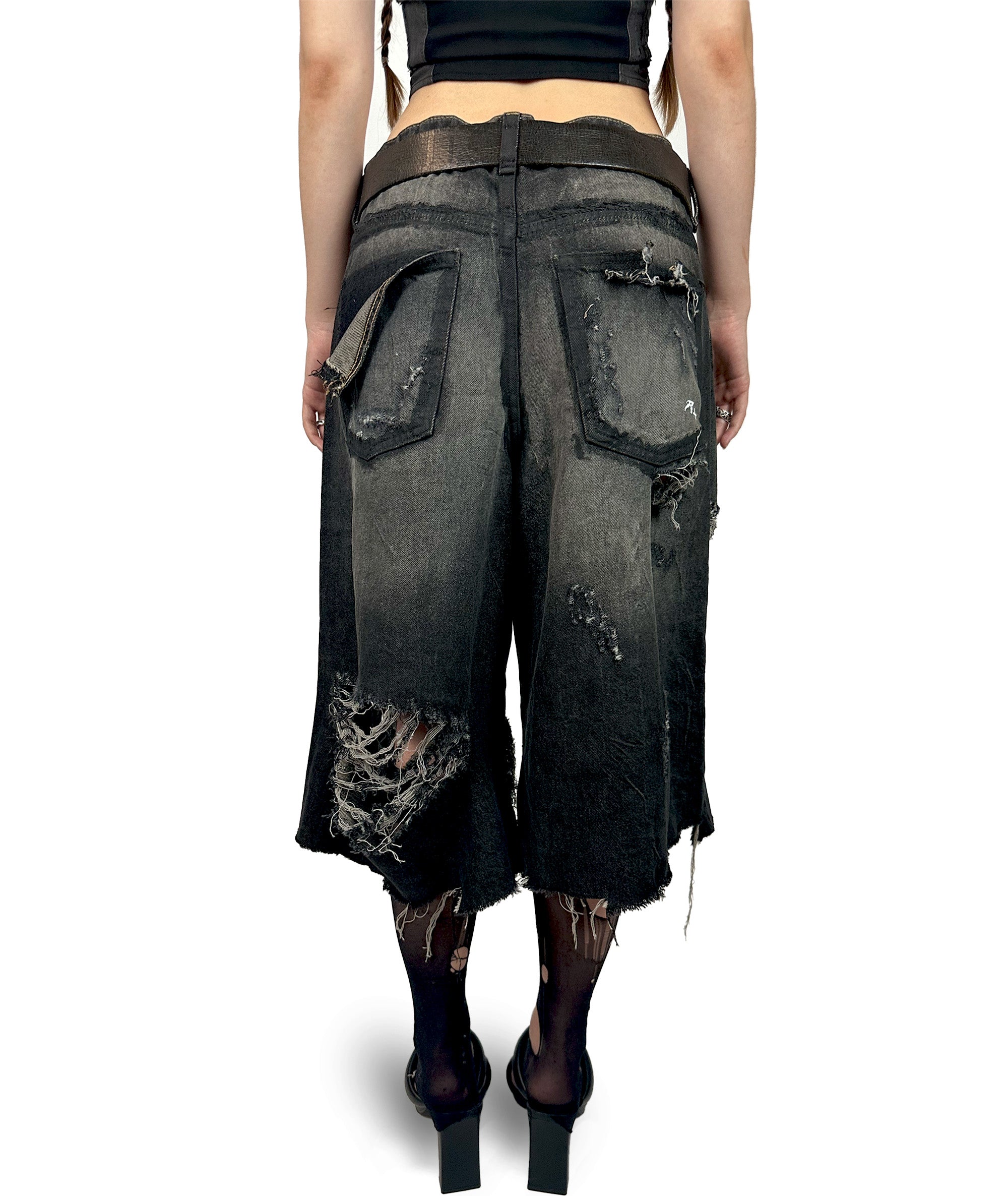 BLACK OVERSIZED DENIM SHORTS R+ BERLIN
