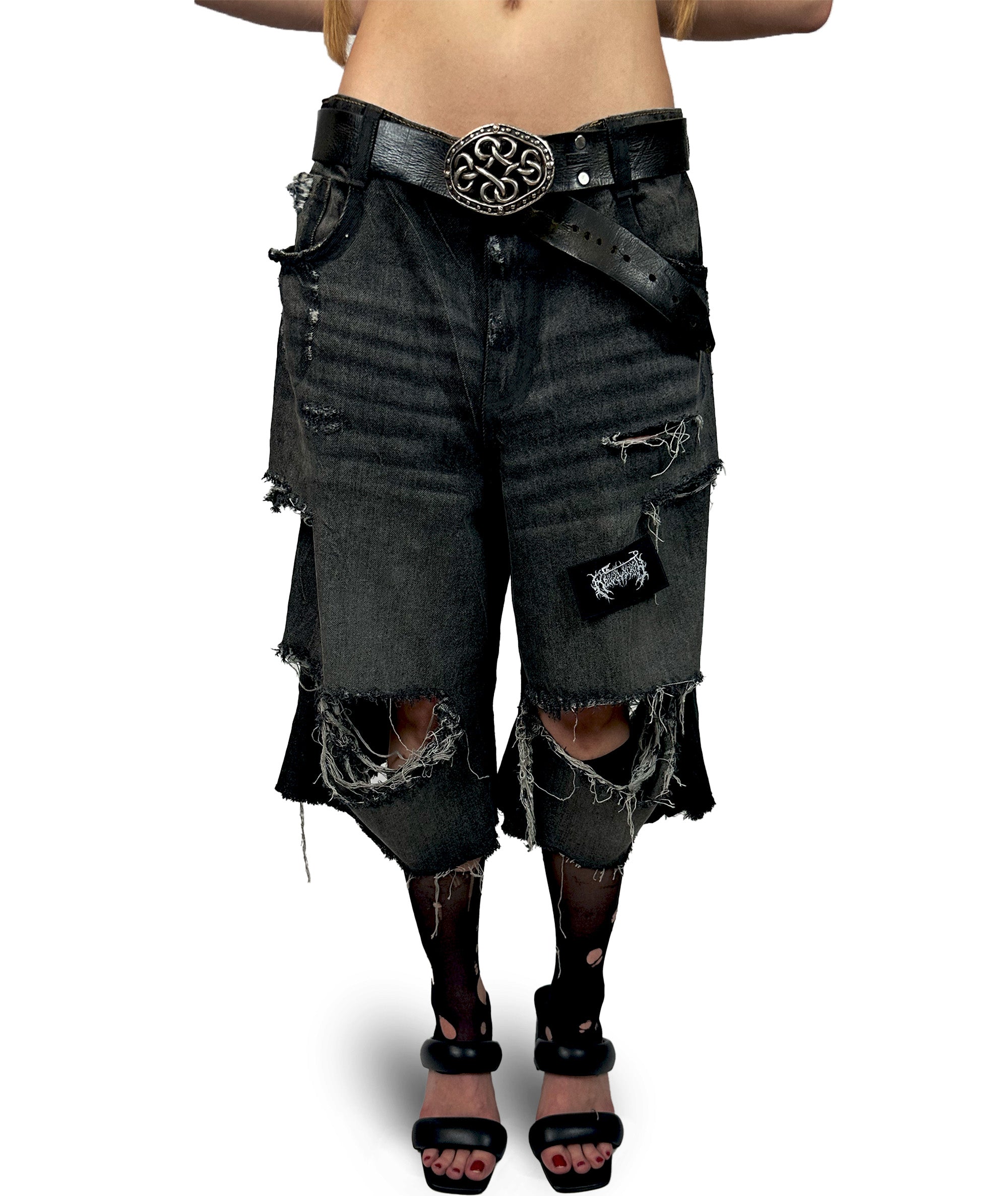 BLACK OVERSIZED DENIM SHORTS R+ BERLIN