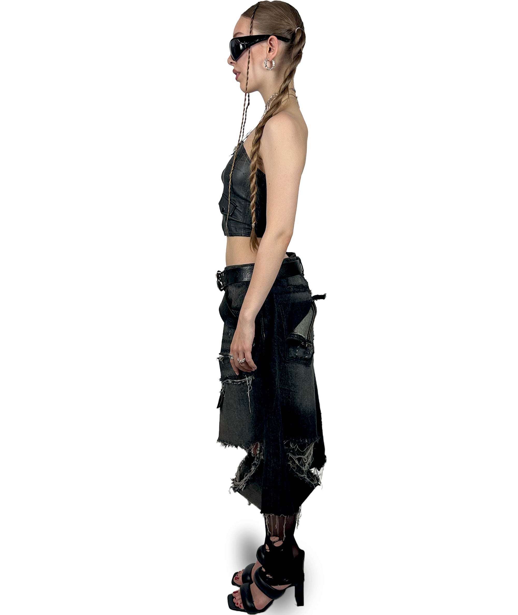 BLACK OVERSIZED DENIM SHORTS R+ BERLIN