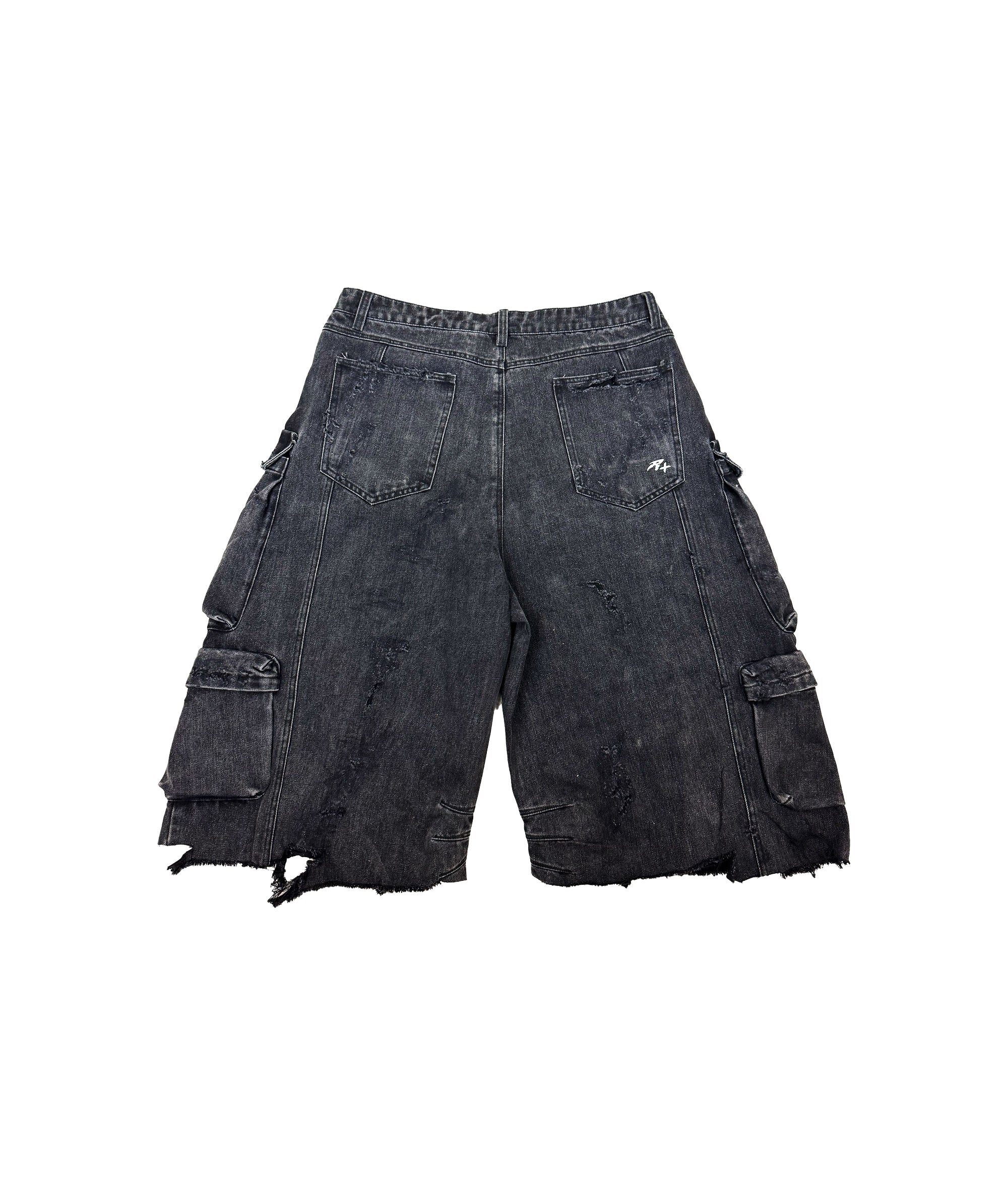 BLACK CARGO BIKER SHORTS | UNISEX