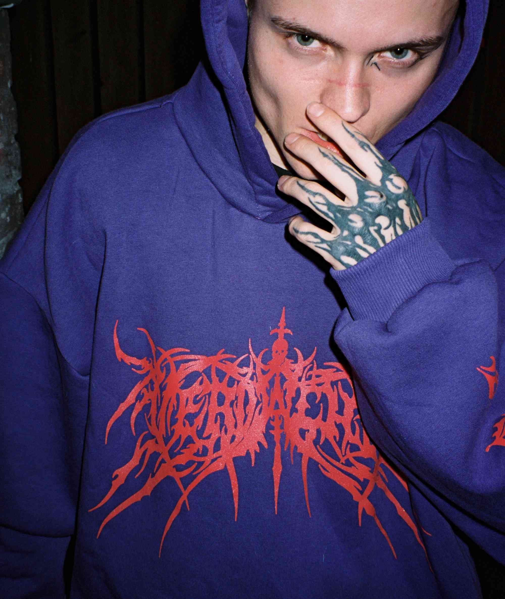 Me(n)tal Hoodie purple metal logo