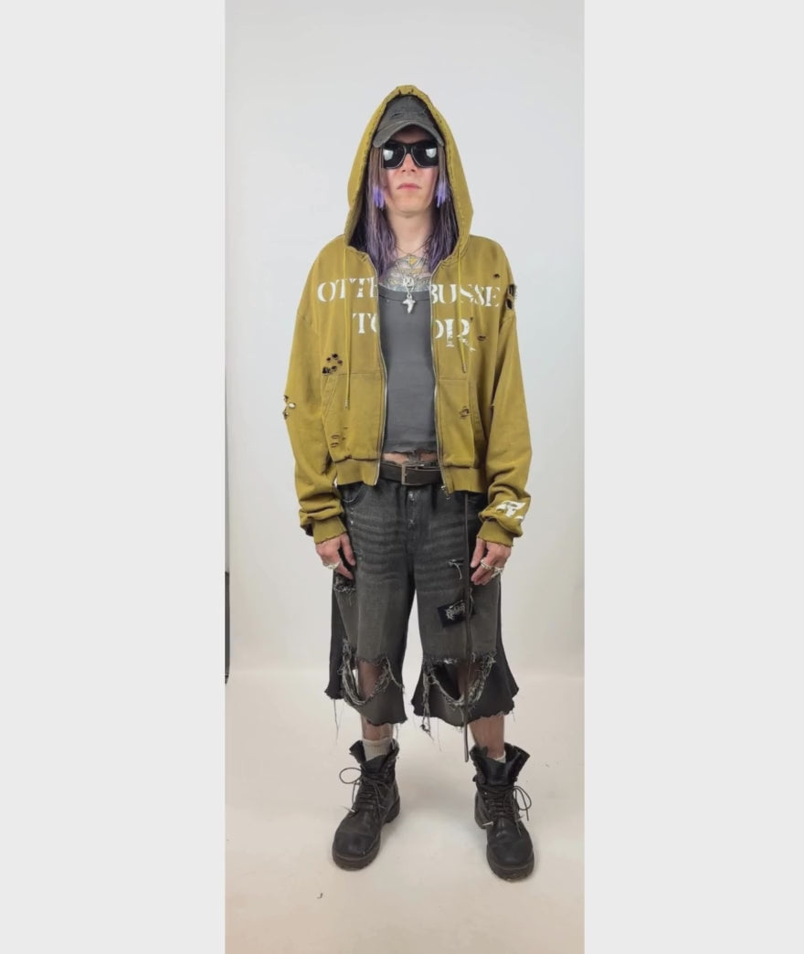 BLACK OVERSIZED DENIM SHORTS R+ BERLIN