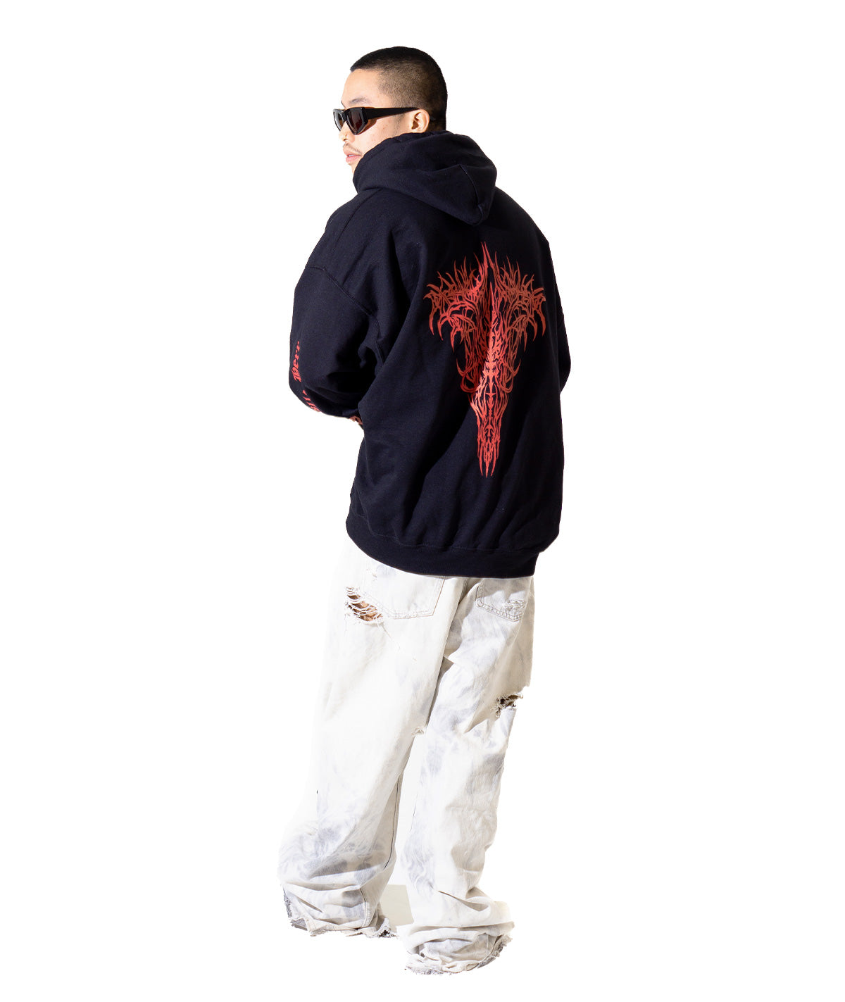 Black oversized Tribal Hoodie